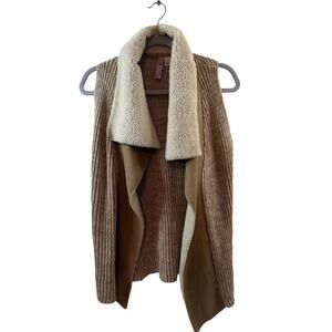 Alya Brown Fleece Tightknit Vest Size Small